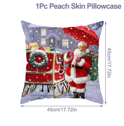 Housse de Coussin Père Noël Peau de Pêche 45x45cm - Collection Noël 2024 - Décoration Premium Salon