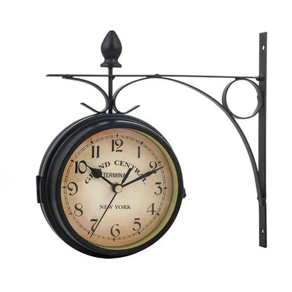 Horloge Murale Double Face RetroTime - Style Vintage de Gare