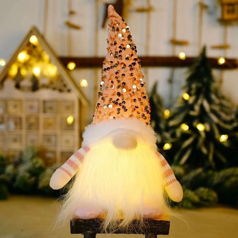 Gnome Lumineux de Noël 30cm - Décoration Table Scandinave LED - Lutin Nordique Peluche - Cadeau Noël 2024 - Déco Maison Fêtes