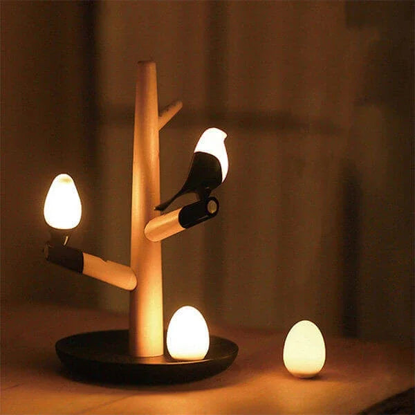 Luminaria WoodLuxe – Lampe de Table LED en Bois avec Capteur Intelligent et Batterie Rechargeable