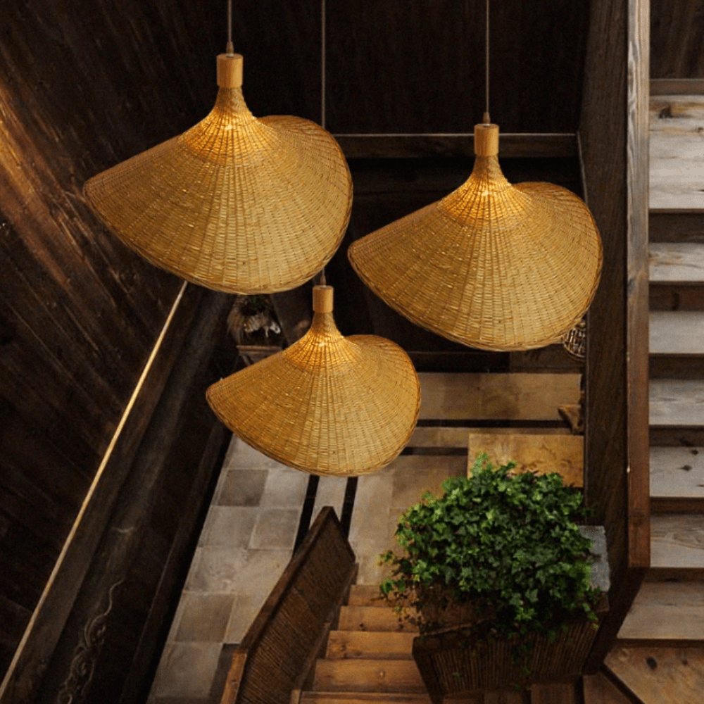 Suspension en Rotin Naturel - Lampe Rustique pour une Ambiance Chaleureuse