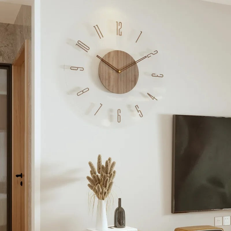 TimberStyle - Horloge Murale Scandinave en Bois Naturel