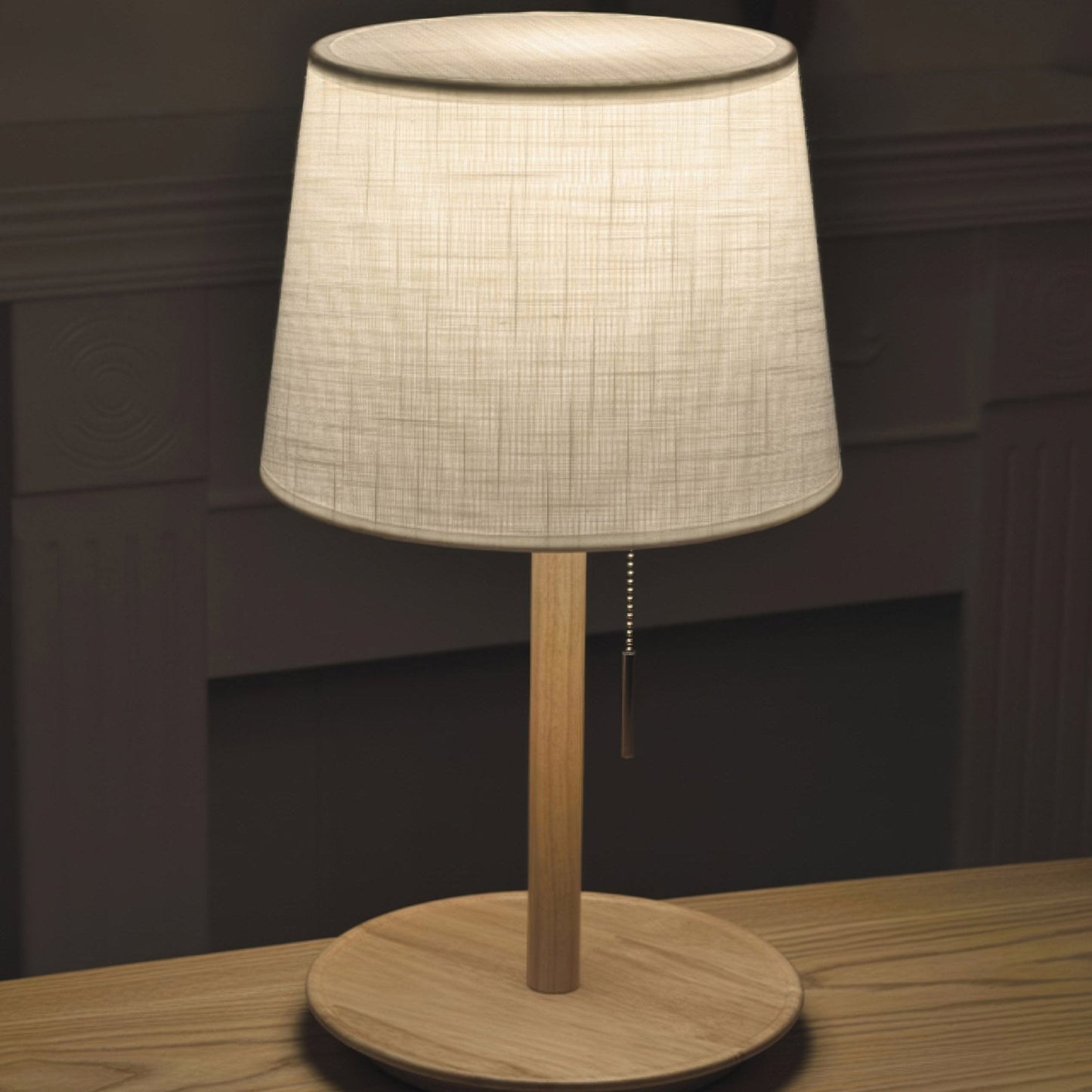 Lampe en Noyer Scandinave | Éclairage Élégant avec Accents en Tissu